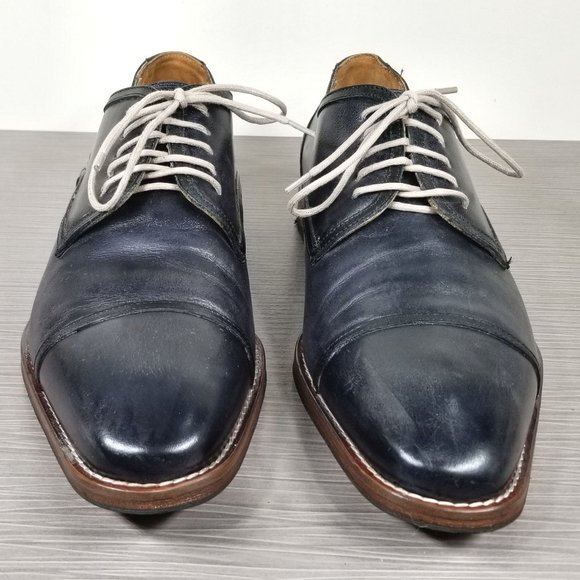 Ron White Eugene Cap Toe Derby, Agean Blue Leather Fit sz 9 - Picture 2 of 10